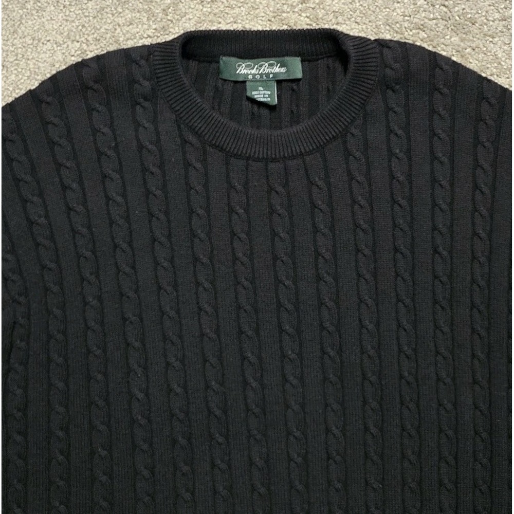 VINTAGE Brooks Brothers Golf Sweater Mens XL 100% Cotton Cable Knit Crewneck - Picture 4 of 11
